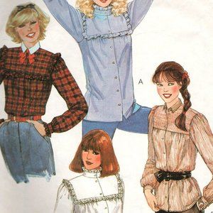 VTG McCalls #7726 Square Yoked Blouse Pattern 1981